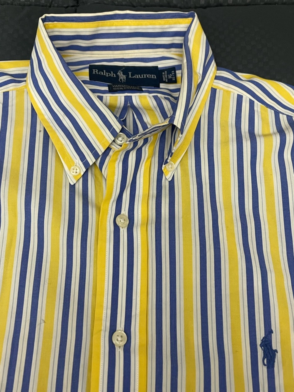 Ralph Lauren Yellow and Blue Vertical Stripe Dress Shirt - Picture 5 of 5
